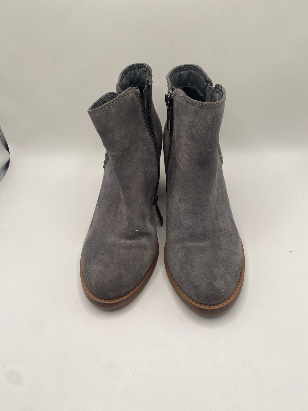 Blondo Waterproof Gray Suede Ankle Boots Women’s Side Zip Block Heel size 6